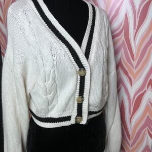 Black and white knit cardigan